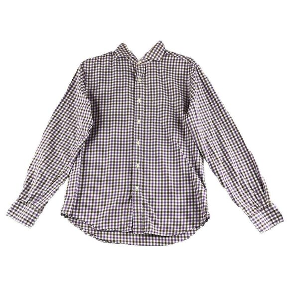 Epaulet NY Dress Shirt Mens L Large Check Brown Purple Button Up Cotton‎ USA - Picture 1 of 11